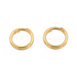304 anelli portachiavi in ​​acciaio inox, anelli di salto a doppio anello, oro, 5x1mm, diametro interno: 3.5mm, singolo filo: 0.5mm