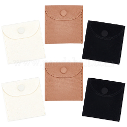 Gorgecraft 6pcs sac de rangement en velours 3 couleurs, Avec bouton-poussoir en fer, rectangle, couleur mixte, 8.3x8 cm, 2 pcs / couleur