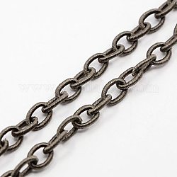 Lazo de cadena de cable de seda hecho a mano, oval, gris, 8~9x11~13x2mm, aproximamente 85 cm / strand, 33.5 pulgada
