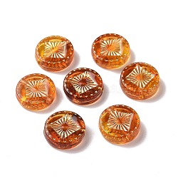 Perles en acrylique transparente, ambre d'imitation, métal doré enlaça, plat rond, Pérou, 15.2x4.5mm, Trou: 1.8mm, environ 606 pcs/500 g