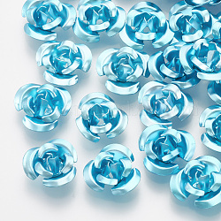 Perline di alluminio, 3 fiore -petal, cielo blu, 7x4mm, Foro: 0.8 mm, circa 950pcs/scatola