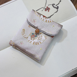 Bolsas de embalaje de joyería de satén de estilo chino, bolsas de regalo, Rectángulo, cardo, 11x10 cm
