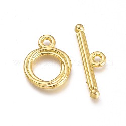 Tibetischen Stil Legierung Ring Knebelverschlüsse, golden, Ring: 17x13x2 mm, Bohrung: 2 mm, Bar: 24x7x2 mm, Bohrung: 2 mm