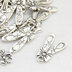 Tibetan Silver Pendants, Lead Free, Cadmium Free and Nickel Free, Ballet Shoes, Antique Silver, about 21mm long, 13mm wide, 2mm thick, hole: 2mm