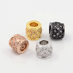 Brass Micro Pave Cubic Zirconia  European Beads, Lead Free & Nickel Free & Cadmium Free, Rondelle, Mixed Color, 7x9mm, Hole: 4.5mm