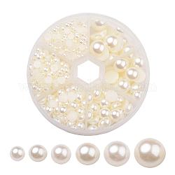 Cabochon in abs a forma di cupola in plastica imitazione perla, mezzo tondo, beige, 1mm, circa 4~12x2~6 pc / scatola