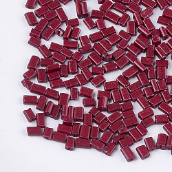 Baking Paint Glass Flat Beads, Rectangle, Brown, 4~7x3~4x2.5mm, Hole: 0.8mm, about 2500pcs/bag