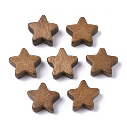 Perle di legno naturale verniciate, stella, Perù, 14~15x14~15x5.5mm, Foro: 1.5 mm