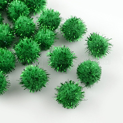 Arte hecho a mano muñeca de las bolas pompón hilo pom pom diy, con cuerda metálica, verde, 15mm, aproximamente 1000 unidades / bolsa