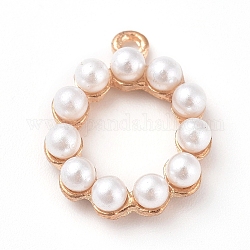 Ciondoli di perle imitazione plastica, con accessori in lega, anello, oro, 20.5x16x5mm, Foro: 1.5 mm