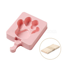 Stampi in silicone per alimenti per gelati, per il ghiacciolo fai da te, con bastoncini di legno, porta impronte di zampe, roso, 147x95x23.5mm, bastone: 92.5x9.5x1.5mm, 20 pc / set