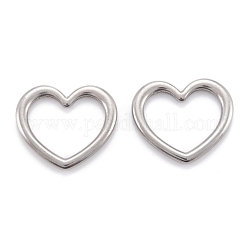 304 Stainless Steel Linking Rings, Heart, Stainless Steel Color, 23x26x2mm