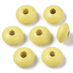 Perles en bois de hêtre naturel teint, rondelle, jaune, 12x6mm, Trou: 3~4mm, environ 1600 pcs/500 g