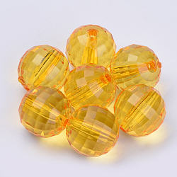 Transparente Acryl Perlen, facettiert, Runde, orange, 10x10 mm, Bohrung: 1.9 mm, ca. 878 Stk. / 500 g