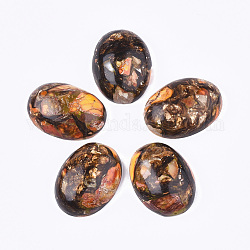 Montierte synthetische kaiserliche Jaspis- und Bronzit-Cabochons, gefärbt, Oval, orange, 25~25.5x18~18.5x7~7.5 mm