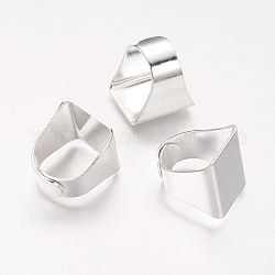 Anelli shanks in ottone, pad risultati di base anello, per fare gioielli, regolabile, quadrato, colore argento placcato, diametro interno: 17x19mm, vassoio: 19x20mm