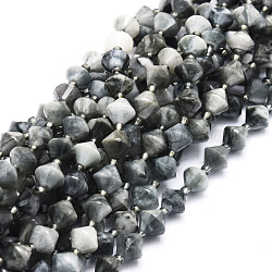 Chapelets de perles en pierre naturelle d'œil d'aigle, facette, Toupie, 8x8mm, Trou: 1mm, Environ 40 pcs/chapelet, 15.24'' (38.7 cm)