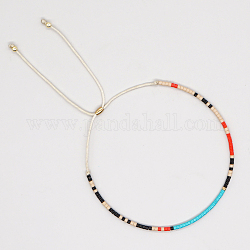 Schieberarmband aus Glassamenperlen, verstellbares Armband für Frauen, rot, 11 Zoll (28 cm)