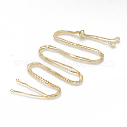 調整可能な真鍮のネックレスを作る  立方晶ジルコニアとスライドエクステンダーチェーン付き  ベネチアンチェーン  ゴールドカラー  31.49インチ（80cm）