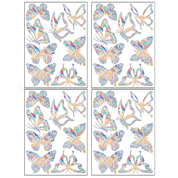 Pegatinas de ventana de vidrio electrostático de plástico con prisma de arco iris, mariposa impermeable láser estático pegatinas, para decoraciones de álbumes de recortes de diy, colorido, 300x220x0.2mm