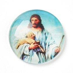 Cabuchones de cristal, media cúpula / cúpula con jesus, para la Pascua, colorido, 25x6~6.5mm