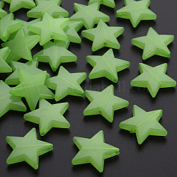 Имитации акриловых шариков желе, звезда, светло-зеленый, 20.5x22x5 мм, отверстие : 1.8 мм, Около 500 шт / 500 г