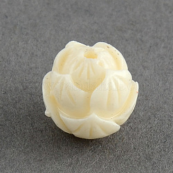 Perles de corail synthétiques, lotus, teinte, beige, 10x9.5x9.5mm, Trou: 1.5mm
