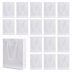Nbeads 20Pcs Rectangle Cardboard Paper Bags, Gift Bags, Shopping Bags, with Nylon Cord Handles, White, 15x6x20cm