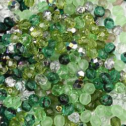 Perles de verre tchèques polies au feu, facette, ananas, verte, 6x5.5~6mm, Trou: 1.2mm, environ 360 pcs / sachet 