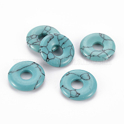 Synthetic Turquoise Pendants, Donut/Pi Disc, 18x4.5~5.5mm, Hole: 5.5mm