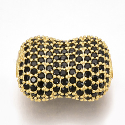Perline zirconi micro pave  in ottone, nero, oro, 20x15x9mm, Foro: 1.5 mm