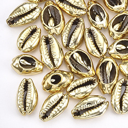Perle di conchiglia di ciprea, con placcato oro, Senza Buco / undrilled, oro, 13~16x8~11x5~6mm