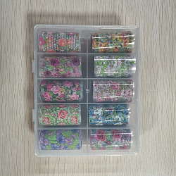 Наклейки для переноса ногтей, наклейки для ногтей, украшения для ногтей, цветочный узор, разноцветные, 100x4 см, 10sheets / коробка