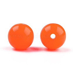 Fluorescent Acrylic Beads, Round, Dark Orange, 6mm, Hole: 1.5mm, about 3850pcs/500g