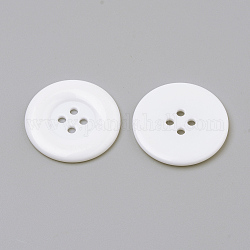4-отверстие кнопки акриловые, плоско-круглые, белые, 25.5x3.5 мм, отверстие : 2 мм