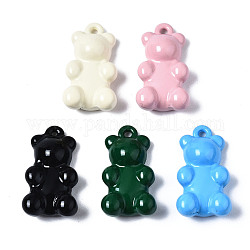 Spray Painted Alloy Pendants, Cadmium Free & Nickel Free & Lead Free, Bear, Mixed Color, 17.5x9.5x5mm, Hole: 1.2mm
