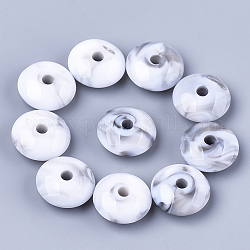 Perles acryliques, style de pierres fines imitation, rondelle, fumée blanche, 14x6mm, Trou: 2.5mm, environ 800 pcs/500 g