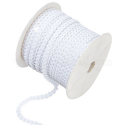 Pandahall elite 1 rollo de perlas de paillette de plástico, cuentas de lentejuelas, accesorios del ornamento, plano y redondo, blanco, 6mm, aproximamente 100 yardas / rodillo