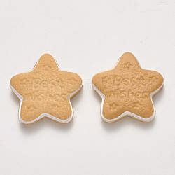 Decoden-Cabochons aus Harz, Imitation Lebensmittel Kekse, Stern mit Wort besten Wünschen, Weizen, 23x24x6 mm