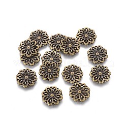 Tibetan Style Chandelier Component Links, Lead Free, Cadmium Free and Nickel Free, Flower, Antique Bronze, 14.5x2mm