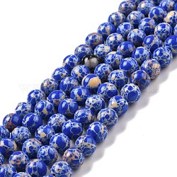 Fili di perle di diaspro imperiale sintetico, tinto, tondo, blu, 6mm, Foro: 1.2 mm, circa 65pcs/filo, 14.76 pollice ~ 14.96 pollici (37.5 cm ~ 38 cm)