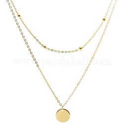 925 многослойные ожерелья из стерлингового серебра, двухслойные ожерелья, с плоскими круглыми подвесками и круглыми бусинами, кабельные цепи, золотые