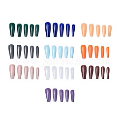 Однотонные французские короткие накладные ногти, полные накладные ногти, для женщин и девочек diy дизайн ногтей, разноцветные, 27.5~32x8.5~13.5 мм, 100 шт / коробка