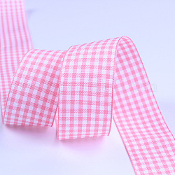 Polyester Ribbon, Tartan Ribbon, for Gift Wrapping, Floral Bows Crafts Decoration, Pearl Pink, 1-1/2 inch(38mm)