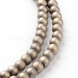 Non magnetici perle ematite sintetico fili, smerigliato, tondo, bronzo antico placcato, 4mm, Foro: 1 mm, circa 100pcs/filo, 16 pollice