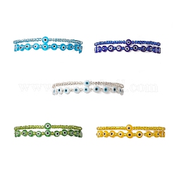 Ensembles de bracelets en perles de rocaille de verre, mauvais œil perles au chalumeau bracelets extensibles pour femme, couleur mixte, diamètre intérieur: 2 pouce (5.1~5.2 cm)