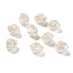 Perlas acrílicas perladas opacas, pepitas drusas, blanco antiguo, 12.5x10x10mm, agujero: 1.6 mm, aproximamente 880 unidades / 500 g