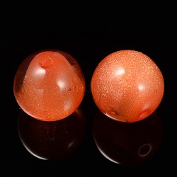 Resin Beads, with Glitter Powder Inside, Round, Dark Orange, 12mm, Hole: 2mm