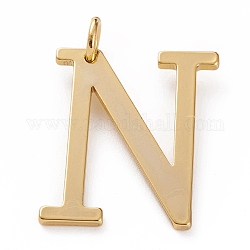 Золотые латунные подвески, долговечный, буквы, letter.n, 27x22x1.5 мм, отверстие : 3.5 мм
