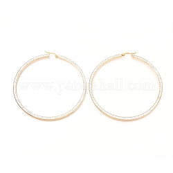 304 Stainless Steel Hoop Earrings, with Polymer Clay Rhinestones, Flat Ring Shape, Golden, 81x79x2.6mm, Pin: 0.7mm